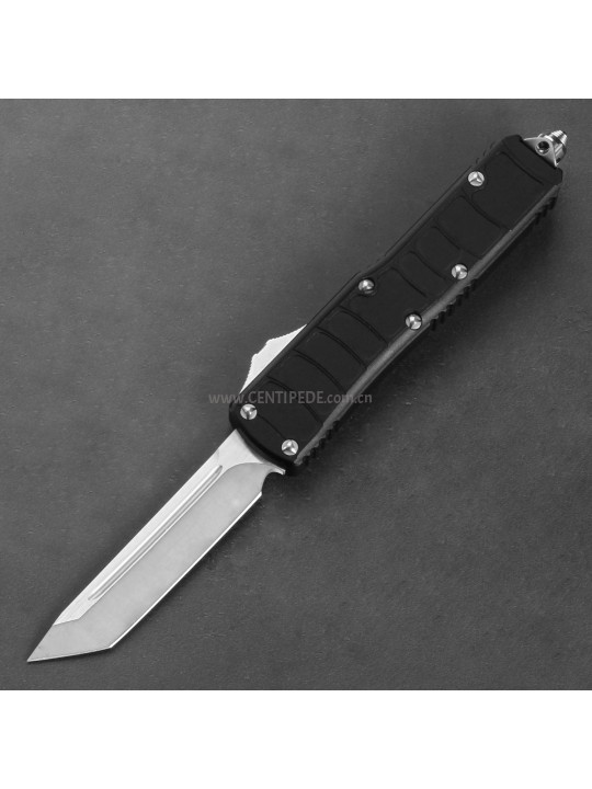 In stock 4.5 inches CNC satin 5Cr13 blade and black aluminium oxide handle automatic out the front folding knife ST40007