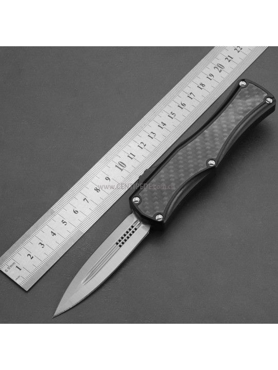 In stock 4.5 inches CNC satin 5Cr13 blade and aluminium handle with carbon fiber insert automatic out the front knife ST40013