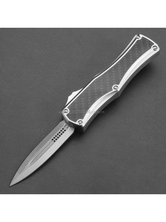 In stock 4.5 inches CNC satin 5Cr13 blade and aluminium handle with carbon fiber insert automatic out the front knife ST40013