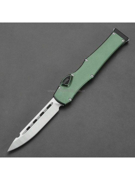 In stock 6 inches CNC satin 5Cr13 blade and green aluminium oxide handle automatic out the front knife ST40020