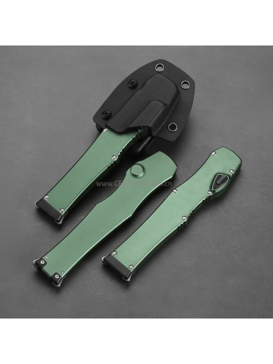 In stock 6 inches CNC satin 5Cr13 blade and green aluminium oxide handle automatic out the front knife ST40020