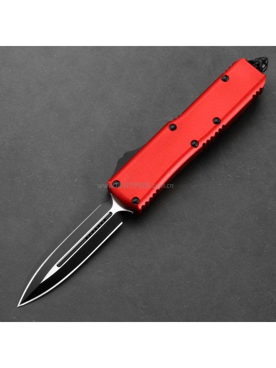 In stock 4.5 inches CNC black 5Cr13 blade and red aluminium oxide handle automatic out the front knife ST40038