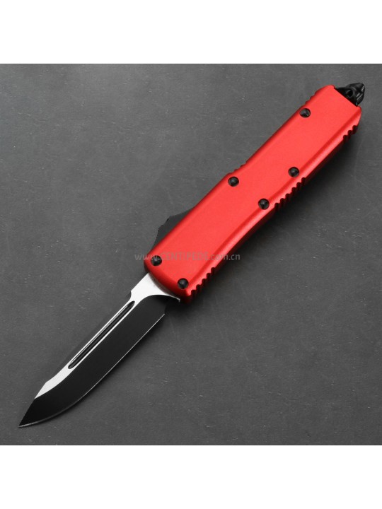 In stock 4.5 inches CNC black 5Cr13 blade and red aluminium oxide handle automatic out the front knife ST40038