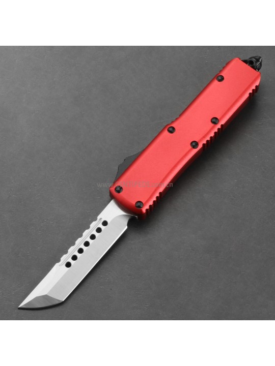 In stock 4.5 inches CNC satin 5Cr13 blade and red aluminium oxide handle automatic out the front knife ST40039