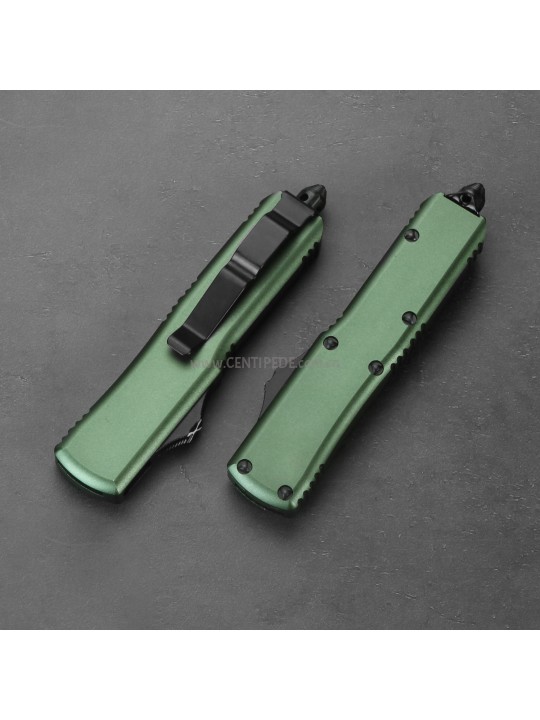 In stock 4.5 inches CNC black 5Cr13 blade and green aluminium oxide handle automatic out the front knife ST40042