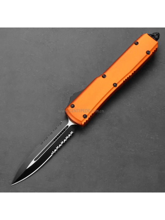 5 inches CNC black 5Cr13 blade and orange aluminium oxide handle automatic out the front knife ST40049