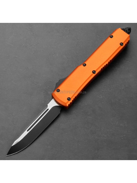 5 inches CNC black 5Cr13 blade and orange aluminium oxide handle automatic out the front knife ST40049