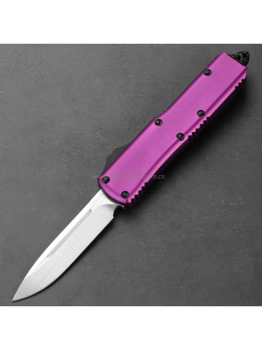 In stock 4.5 inches CNC satin 5Cr13 blade and purple aluminium oxide handle automatic out the front knife ST40051