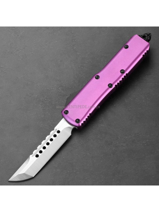 In stock 4.5 inches CNC satin 5Cr13 blade and purple aluminium oxide handle automatic out the front knife ST40051