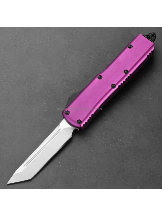 In stock 4.5 inches CNC satin 5Cr13 blade and purple aluminium oxide handle automatic out the front knife ST40051