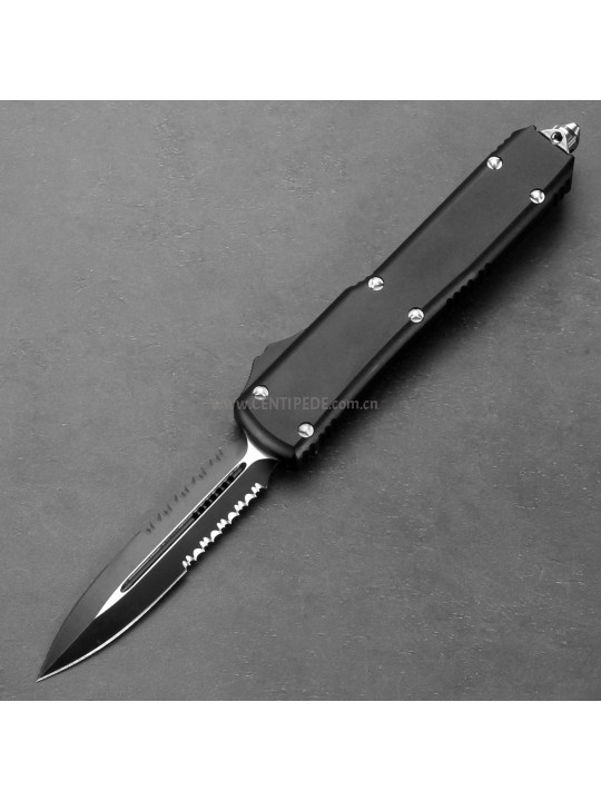 In stock 5 inches CNC black 5Cr13 blade and black aluminium oxide handle automatic out the front knife ST40061