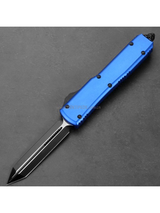 In stock 5 inches CNC black 5Cr13 blade and blue aluminium oxide handle automatic out the front knife ST40065